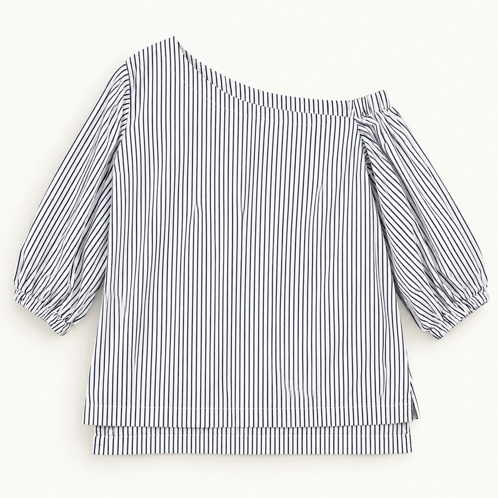 Lauren Ralph Lauren Pinstripe Asymmetrical Blouse S